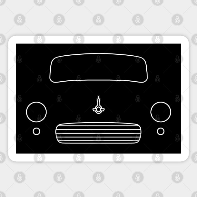 Morris Minor classic car outline (white) Magnet by soitwouldseem